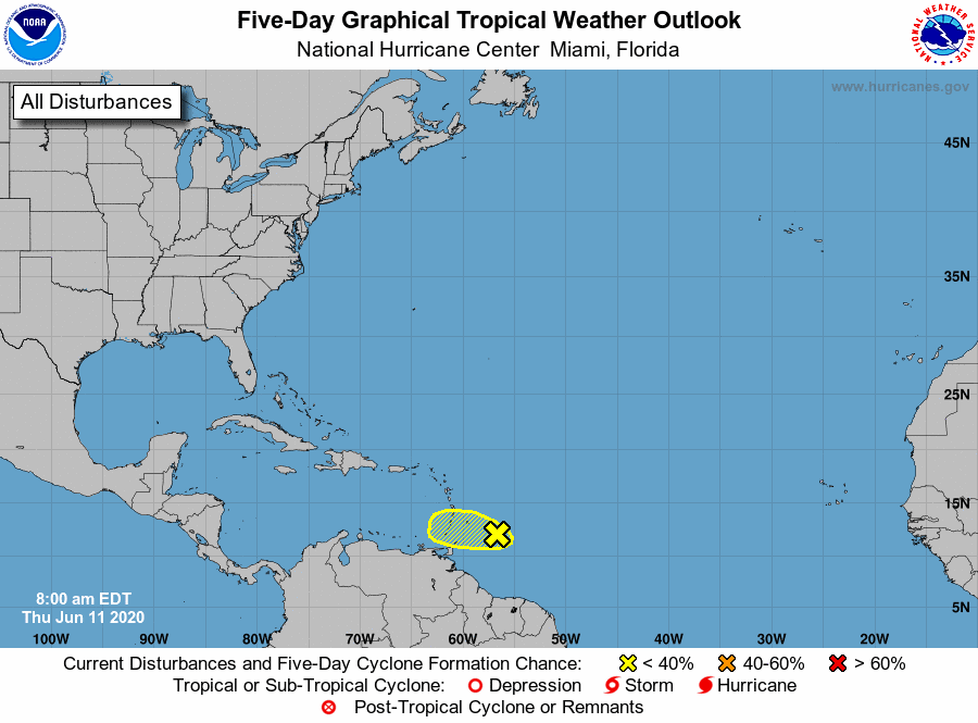 Hurricane forecasters tracking disturbance near Caribbean Sea