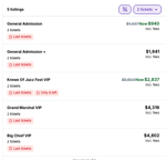Prices for some of the fake Jazz Fest 2027 tickets for sale on StubHub