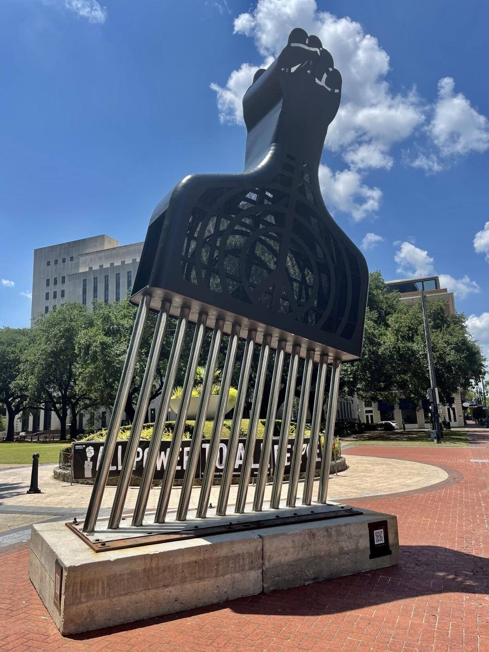 Black Power Afro pick sculpture is about as good as public art gets Doug MacCash's review