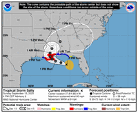 Tropical Storm Sally 4 p.m. Sunday track