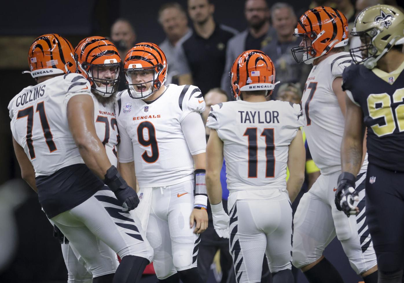 Cincinnati Bengals cornerback Tre Flowers (33) reacts during an