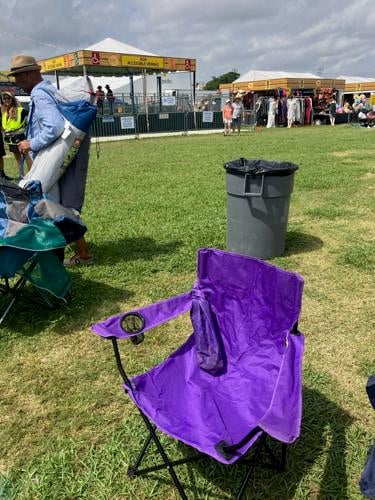Columnist Will Sutton's purple yard chair