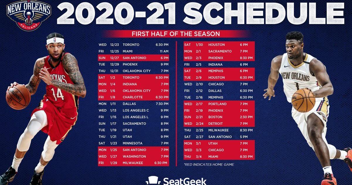 Pelicans schedule