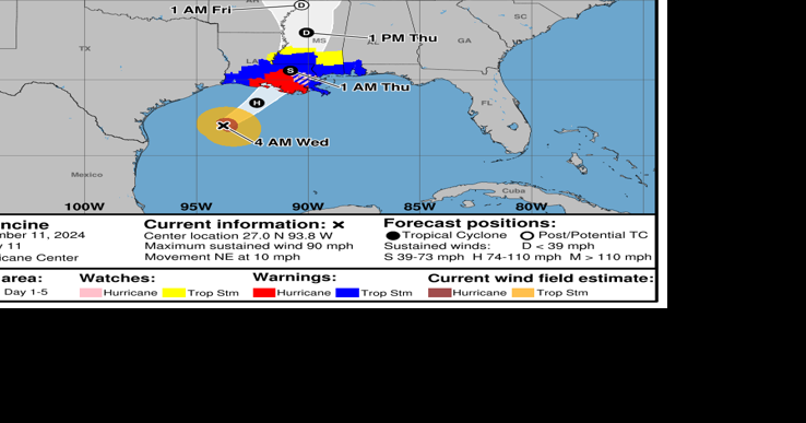 Hurricane Francine Forecast for Louisiana: Winds 90 mph | Hurricane Center