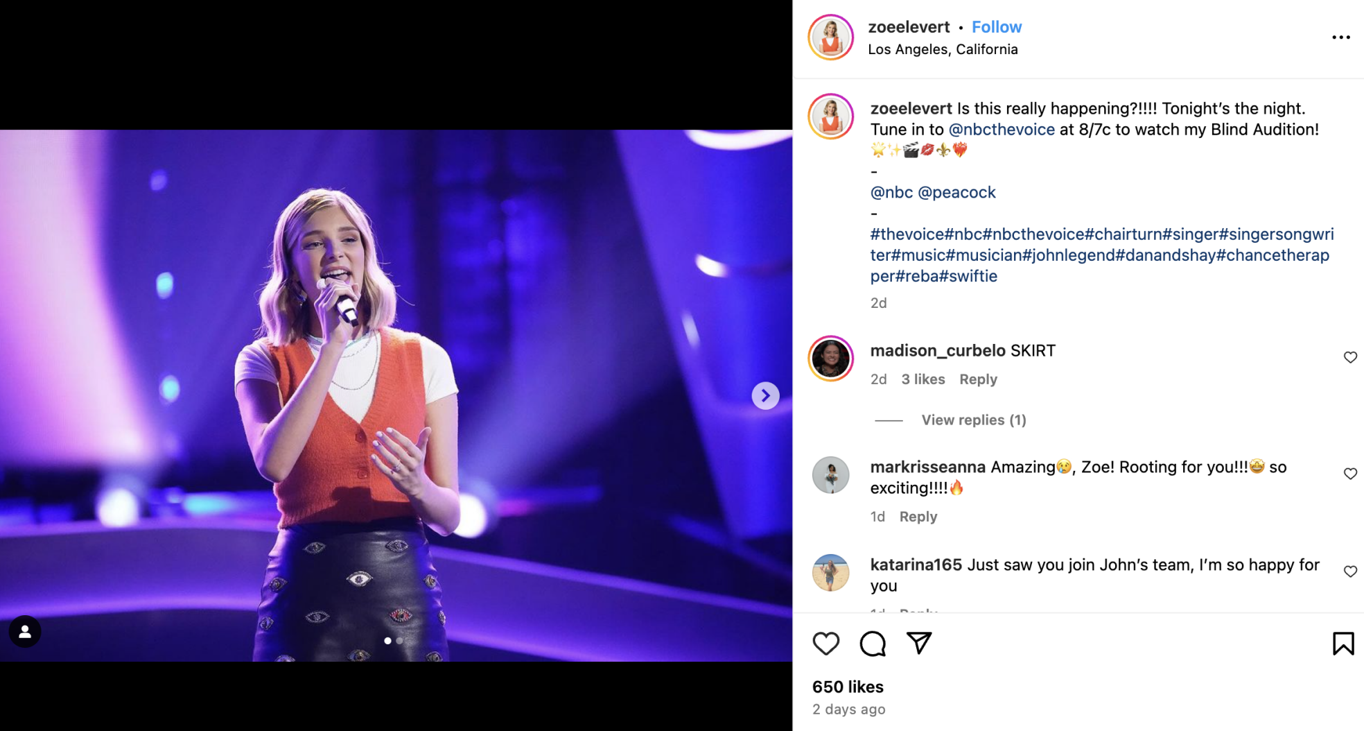 Zoe Levert of New Orleans LA now on 'The Voice' | Entertainment