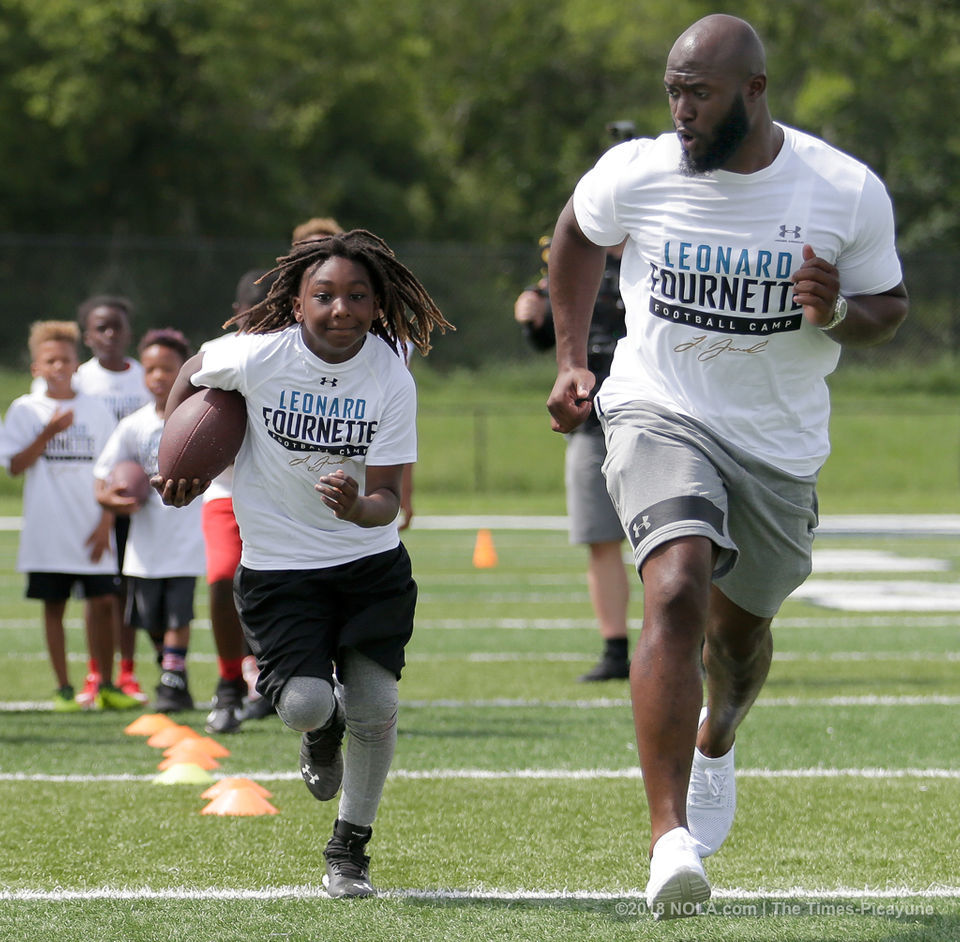 Leonard Fournette Volunteers at Youth Football Camp in New Orleans