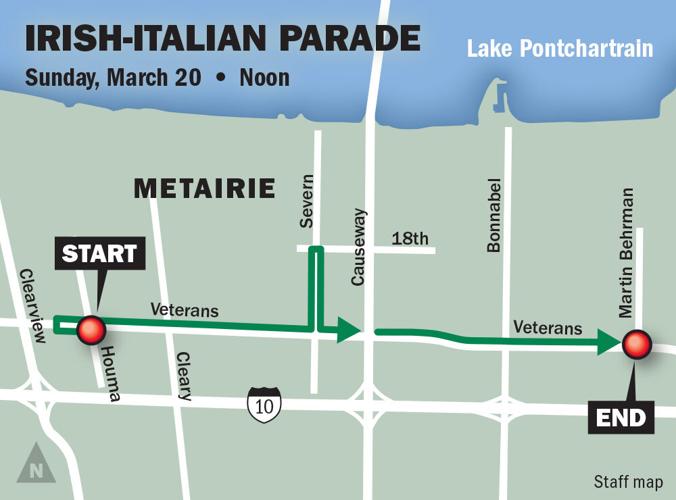 Metairie's IrishItalian parade Sunday to shower Vets crowds with