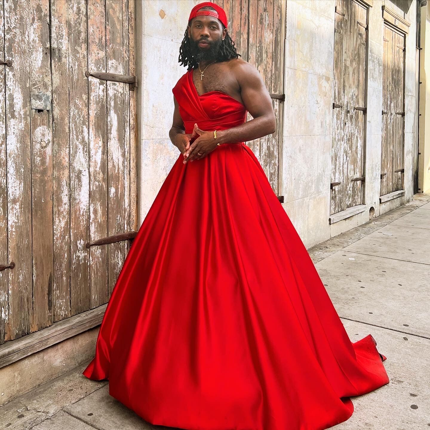 Sexy Red Satin Double-slit V-neck Long Prom Dress - VQ
