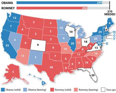 Map Of The 2012 Electoral Vote Projections For President Local Politics Nola Com