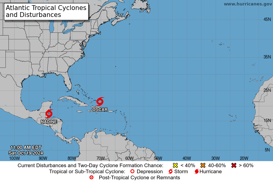 Tropical Storm Oscar forms, Nadine makes landfall in Belize | Hurricane ...