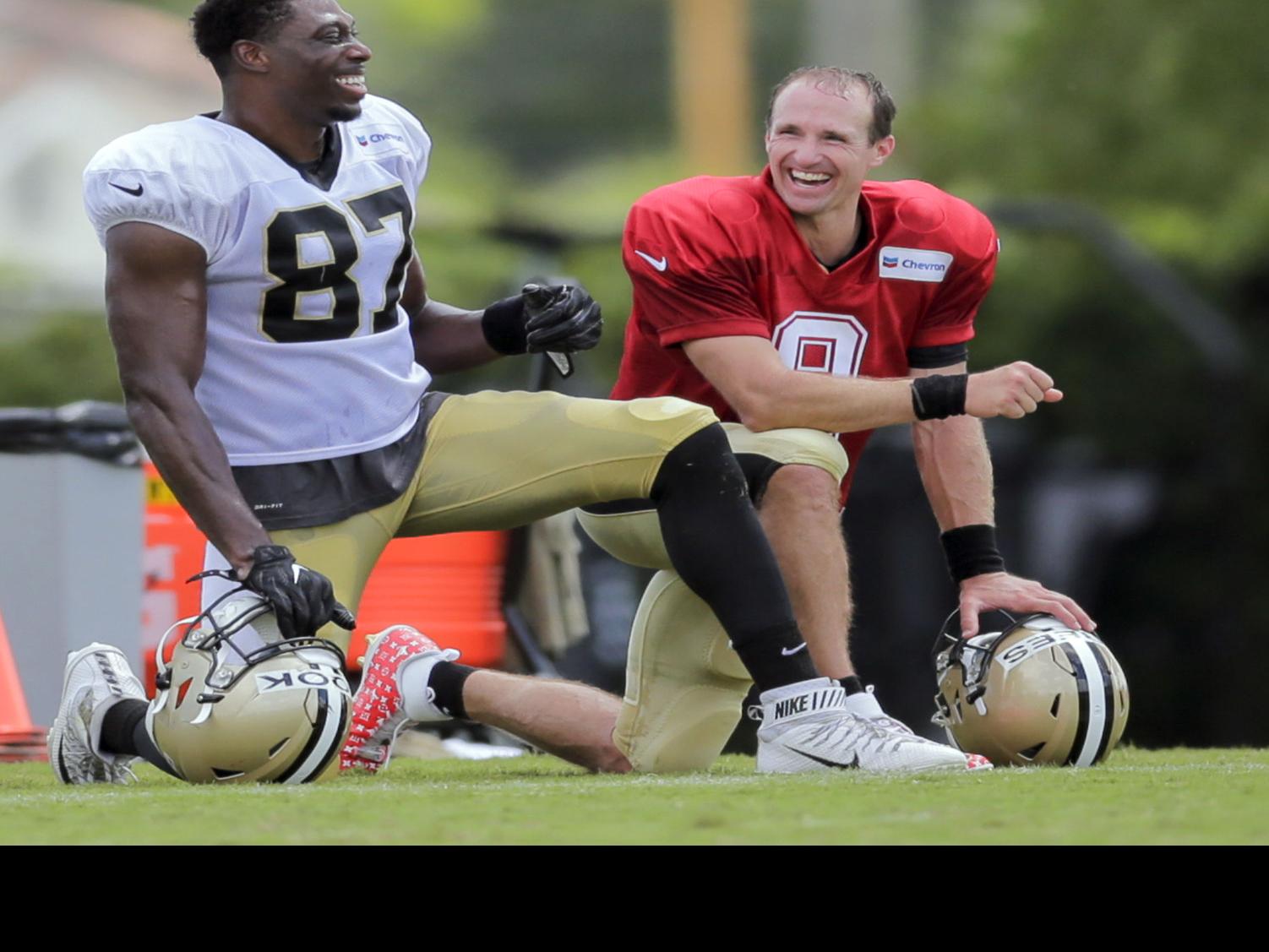 Drew Brees rocks custom made Louis Vuitton cleats at practice