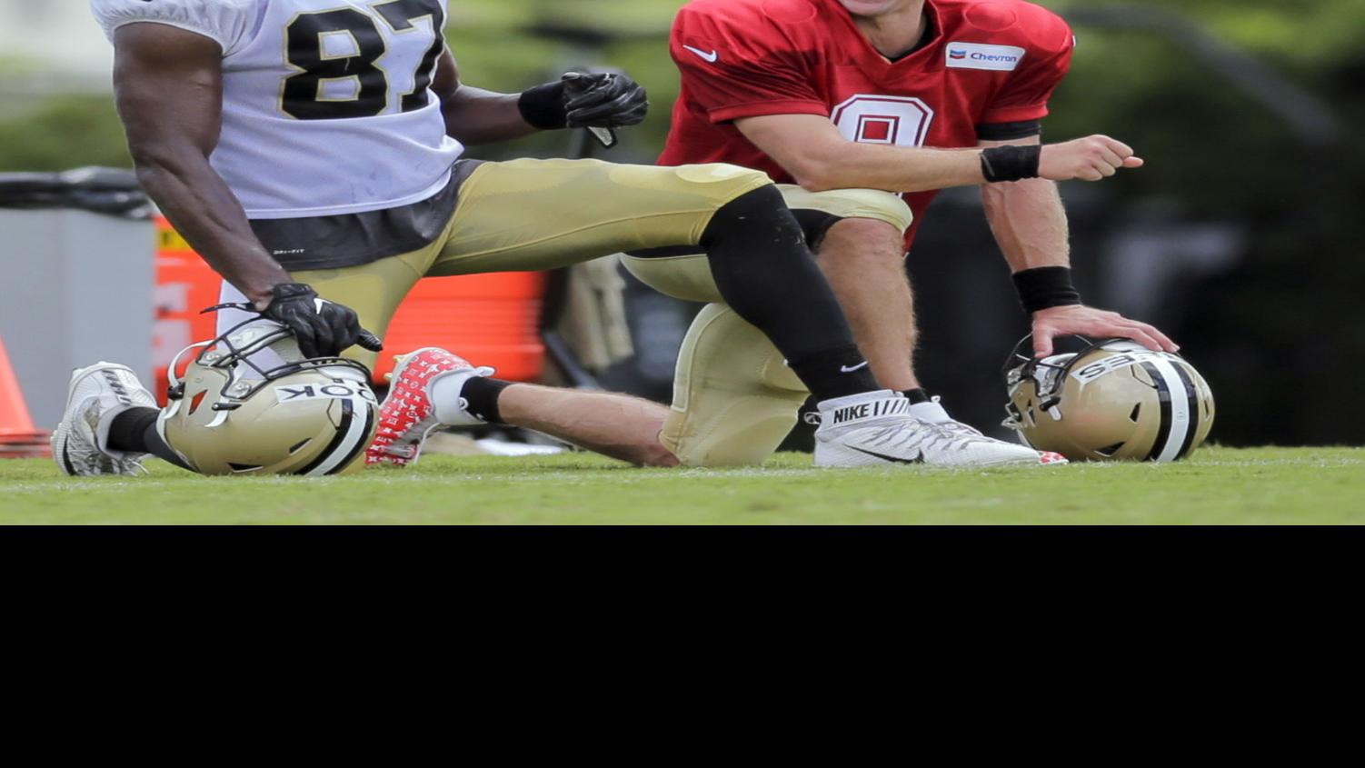 Drew Brees rocks custom made Louis Vuitton cleats at practice