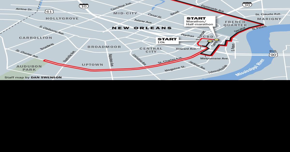 Rock 'n' Roll New Orleans Marathon map