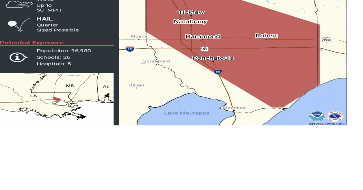 Severe weather, hail in Hammond, Louisiana Weather