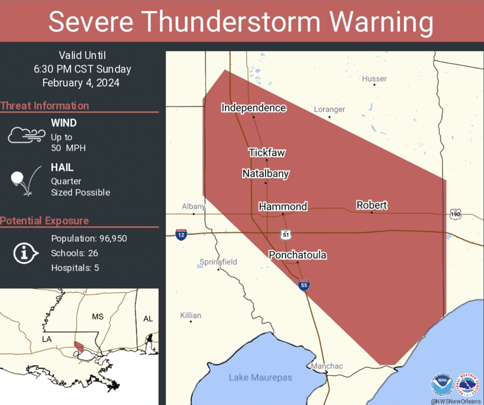 Severe weather, hail in Hammond, Louisiana Weather