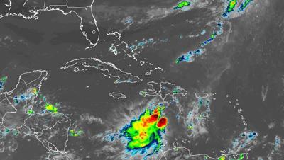 Tropical depression in Caribbean 1pm satellite Sept 23