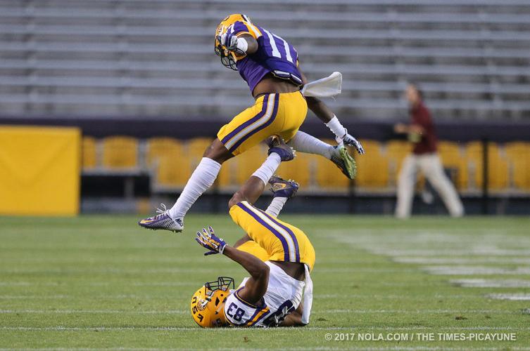 LSU spring game called for lightning delay; game completed indoors