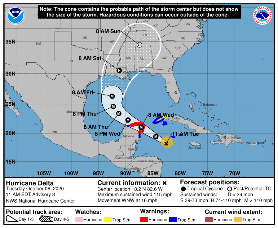 Download Hurricane Delta Storm Track Images