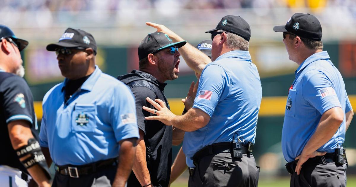 Coastal Carolina Coaches Ejected Suspended During CWS Finals Game