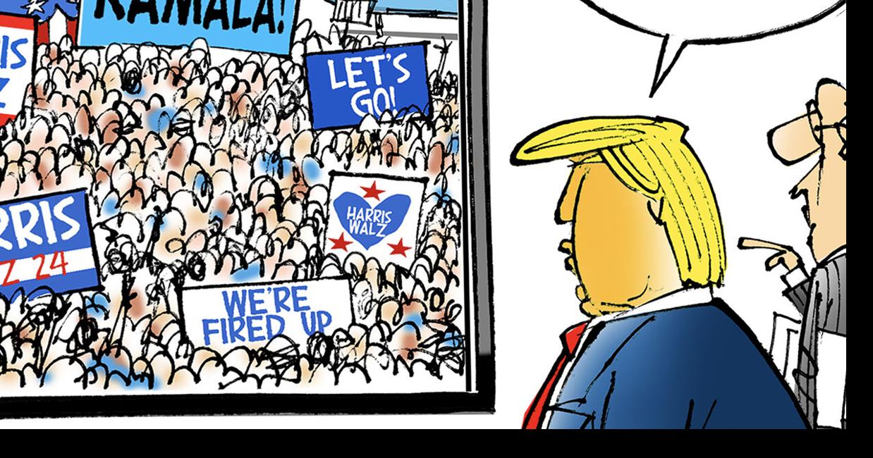 Trump questions Harris crowd size cartoon | Walt Handelsman | nola.com