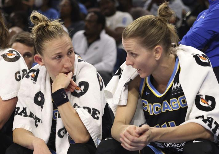 Candace Parker and Chicago Sky teammates Courtney Vandersloot and