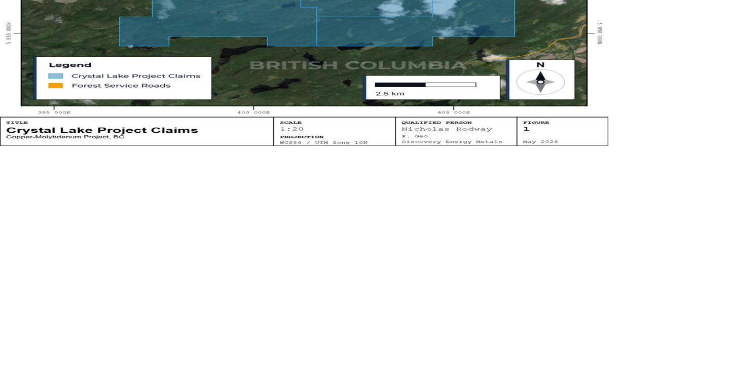 Discovery Energy Metals Corp. Mobilizes Crews for Surface Sampling Program at Crystal Lake Cu-Mo Project, British Columbia
