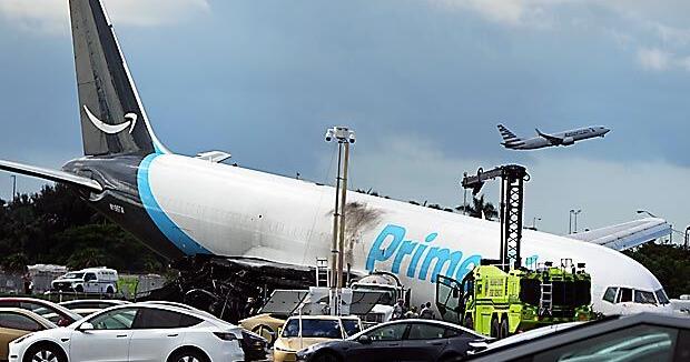 Federal investigators probe Amazon cargo jet's fiery runway crash that killed 5