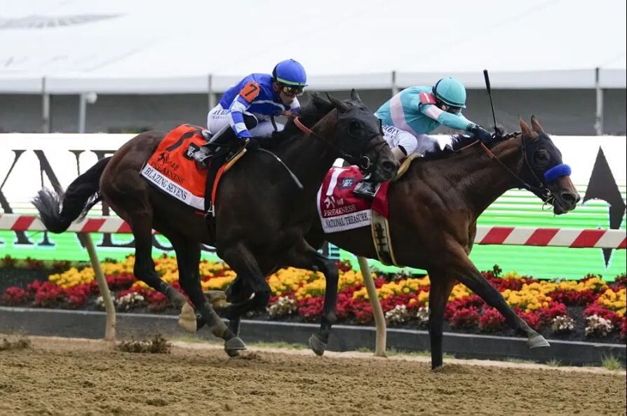 Baffert Back From Ban, Wins Preakness With National Treasure After ...