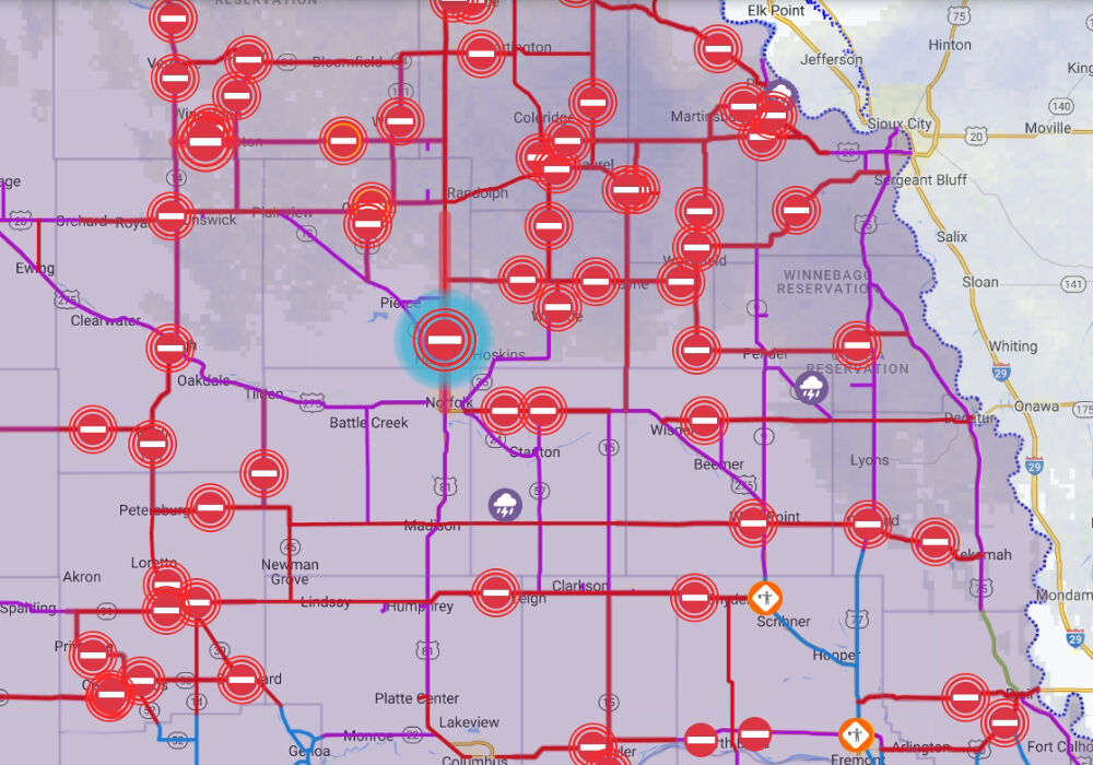 Many roads in Northeast Nebraska closed more continuing to close