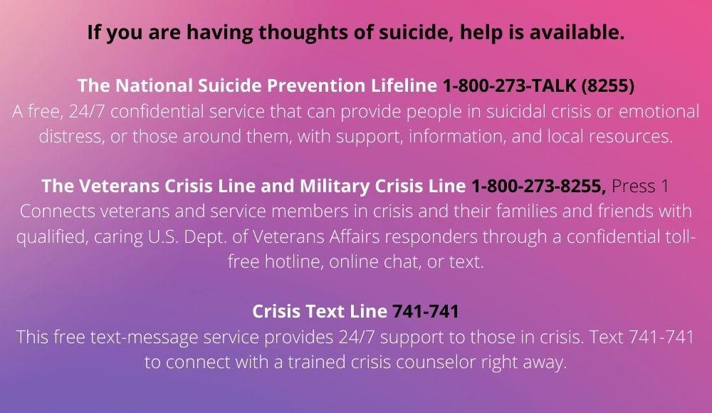 If you are having thoughts of suicide, help is available. The National Suicide Prevention Lifeline 1-800-273-TALK (8255) A free, 24_7 confidential service that can provide people in suicidal crisis or emotional dis.jpg