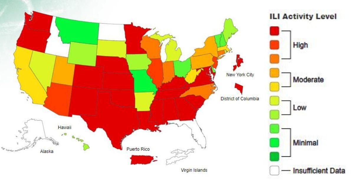 Cdc Flu Map 2020 Cdc Charts Nationwide Flu Outbreaks Health Northcentralpa Com