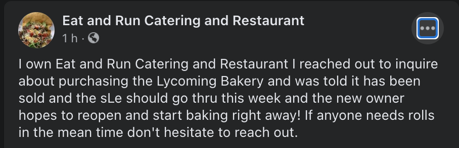 Sale Of Lycoming Bakery To New Owner In Progress Hopes To Reopen Next Week Business Northcentralpa Com