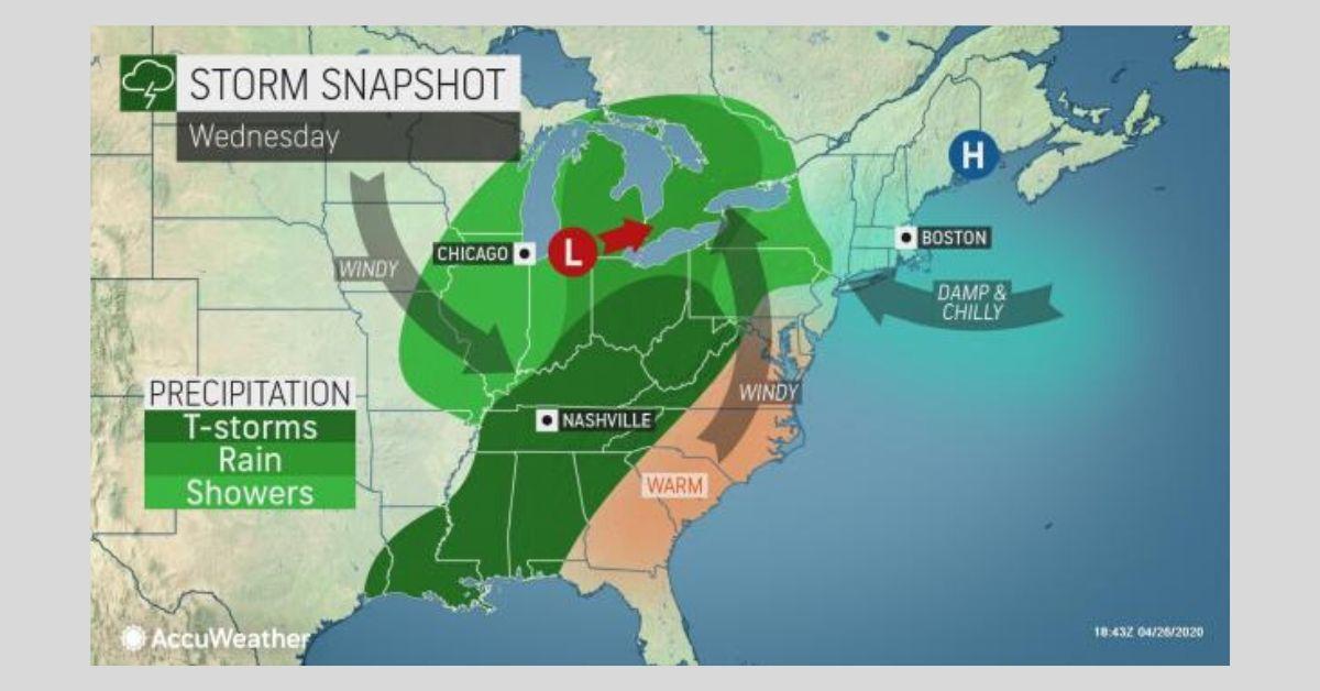 Potent storms to sweep through eastern U.S. during final days of April