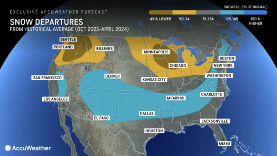 AccuWeather US winter forecast for the 20232024 season Life