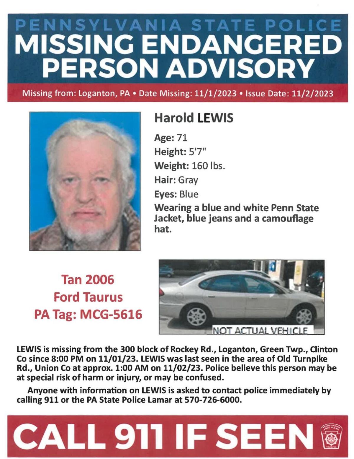PSP Man missing from Loganton, Pa. area News