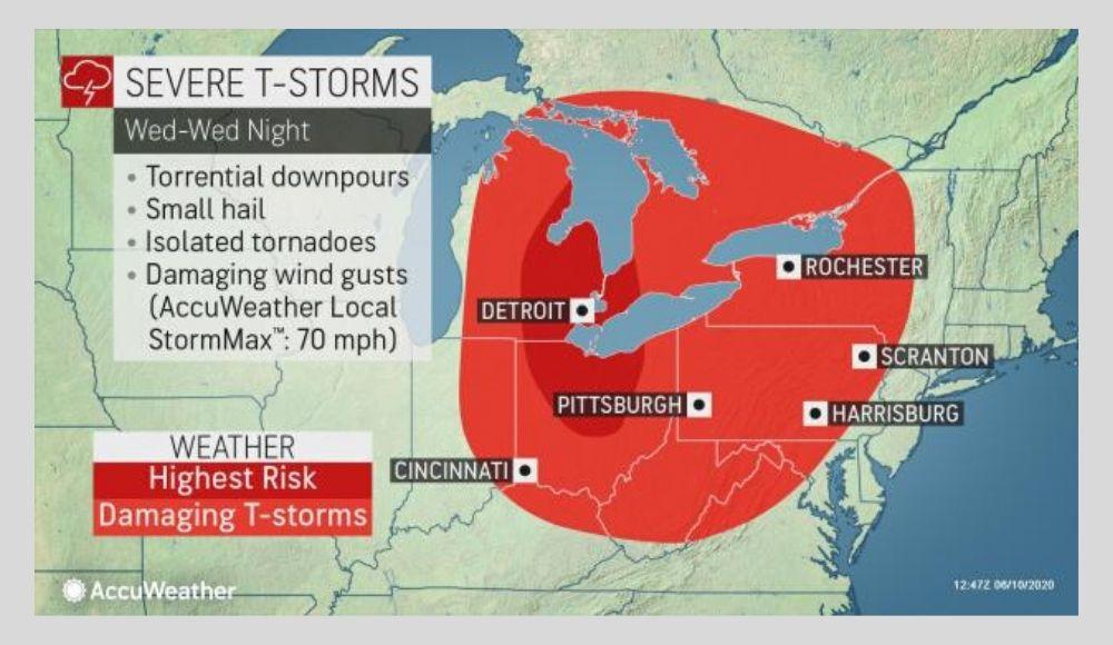 Great Lakes Under Rare Moderate Risk For Severe Weather Wednesday