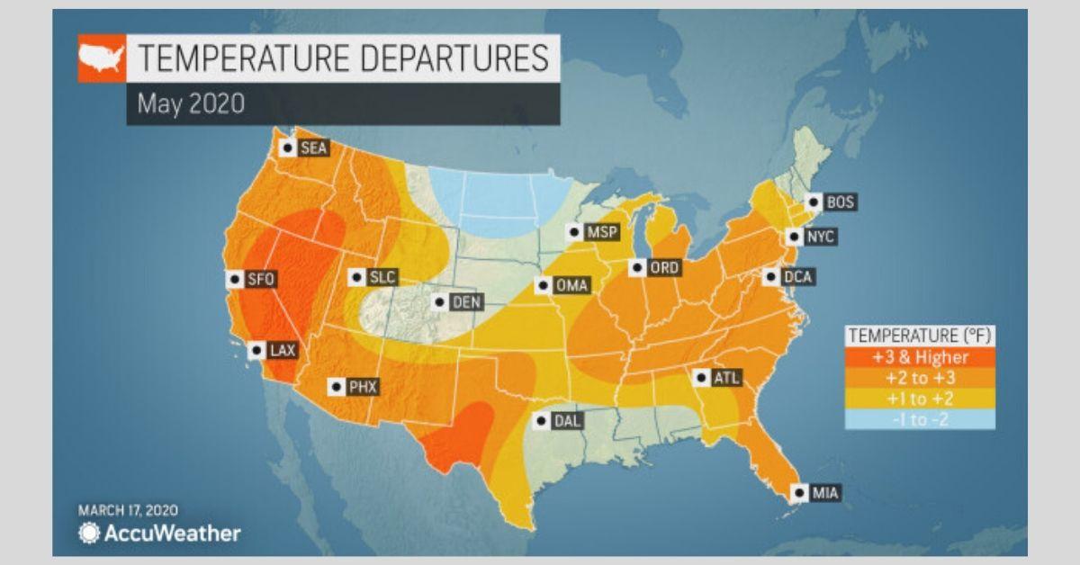 AccuWeather's predicted U.S. temperatures for the next three months