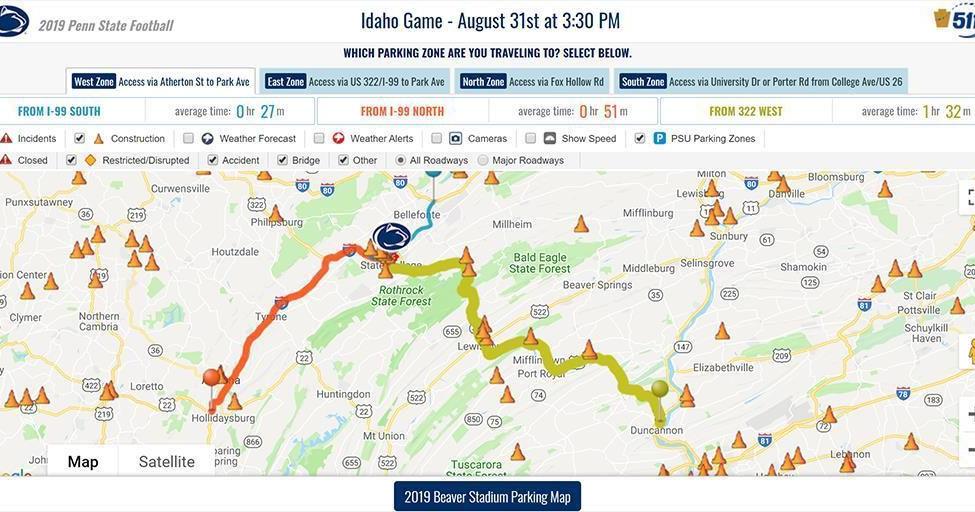 Headed to Penn State Football? Check 511PA for traffic conditions ...