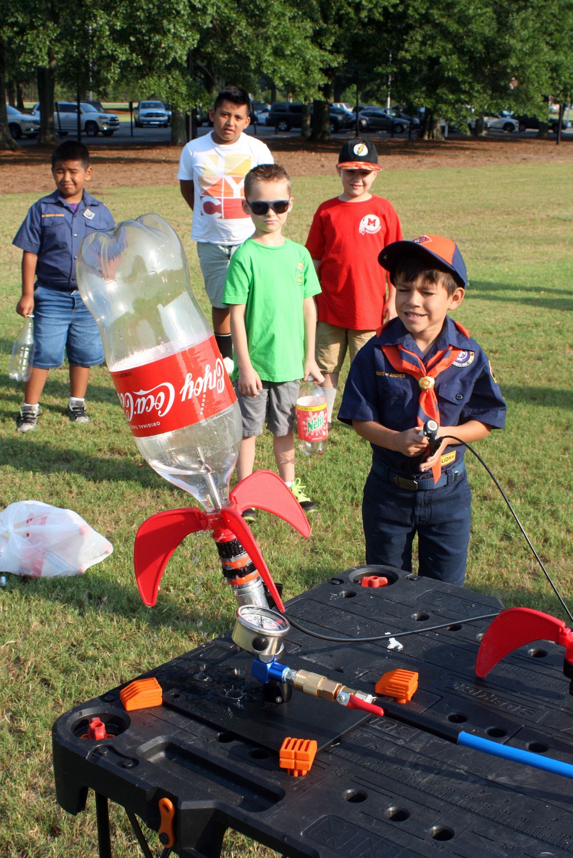 Cub Scouts learn about rocketry at Scouts in Action Field Day Local