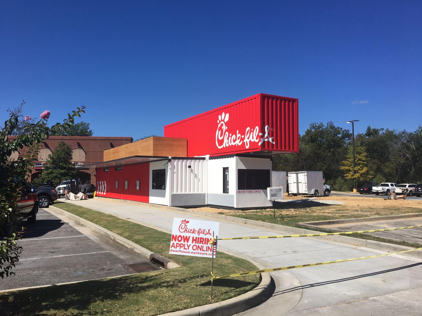 Temporary ChickfilA in the Riverwalk shopping center shaping up
