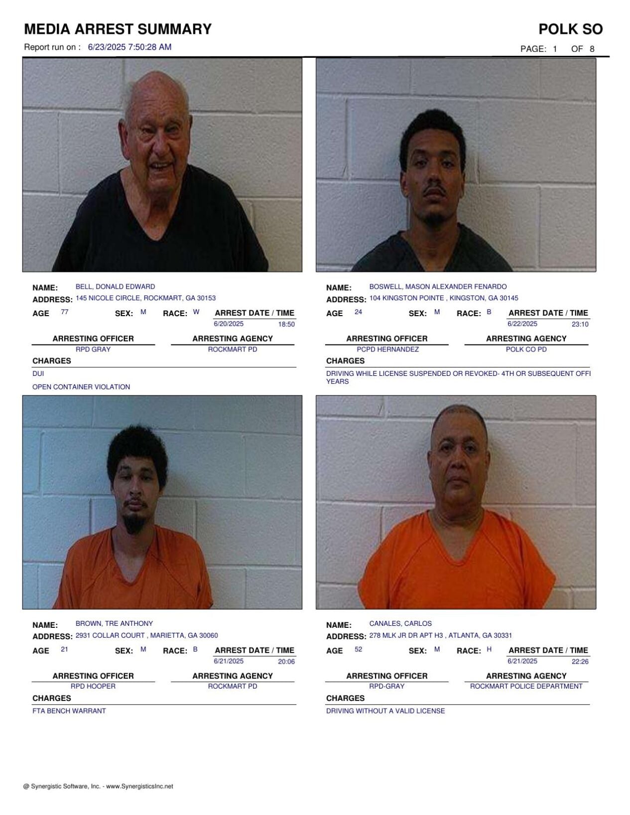 Polk County Jail Report for Monday, June 23 | Police Fire ...