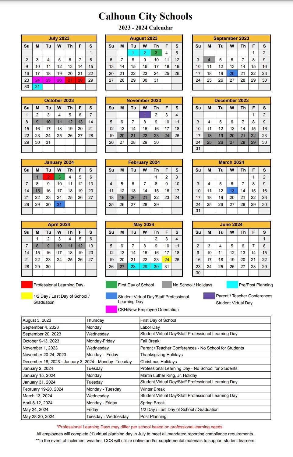 City Schools OK 2023-24 Academic Calendar | Education ...