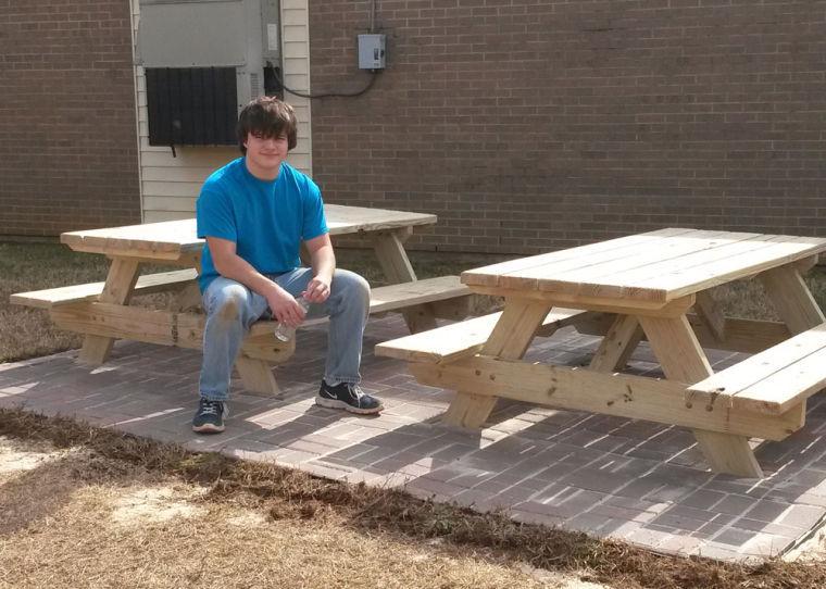 Pepperell High School senior builds picnic tables for Eagle Scout