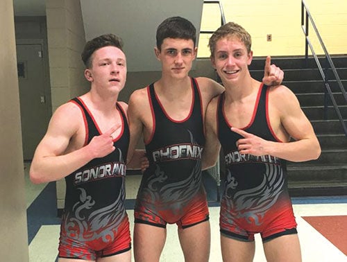 high school wrestlers in singlets