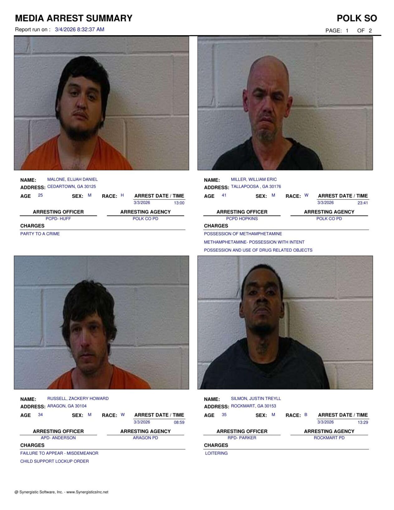 Polk County Jail Report for Wednesday, March 4 | Police Fire ...