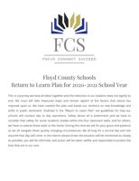 Floyd County School systems return to learn plan 2020-2021