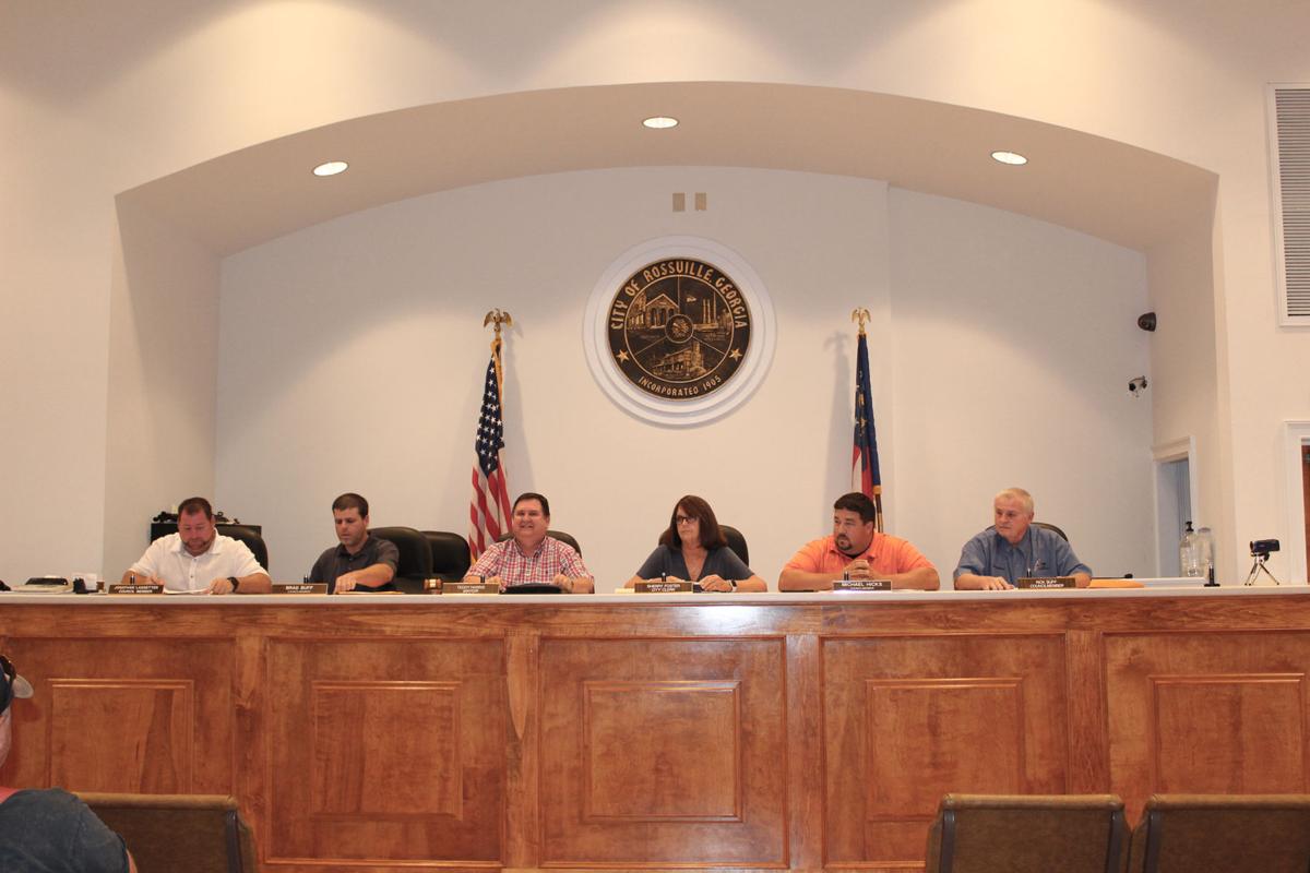 Rossville Mayor Teddy Harris, city clerk and city council members