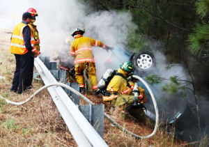 Car Flips, Catches Fire After Striking Guardrail On The Bypass | The ...