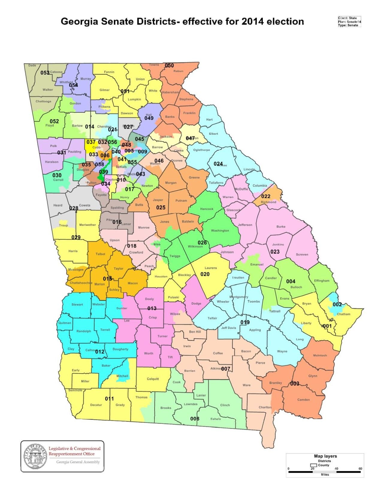 Current Georgia Senate Districts, effective 2014 ...