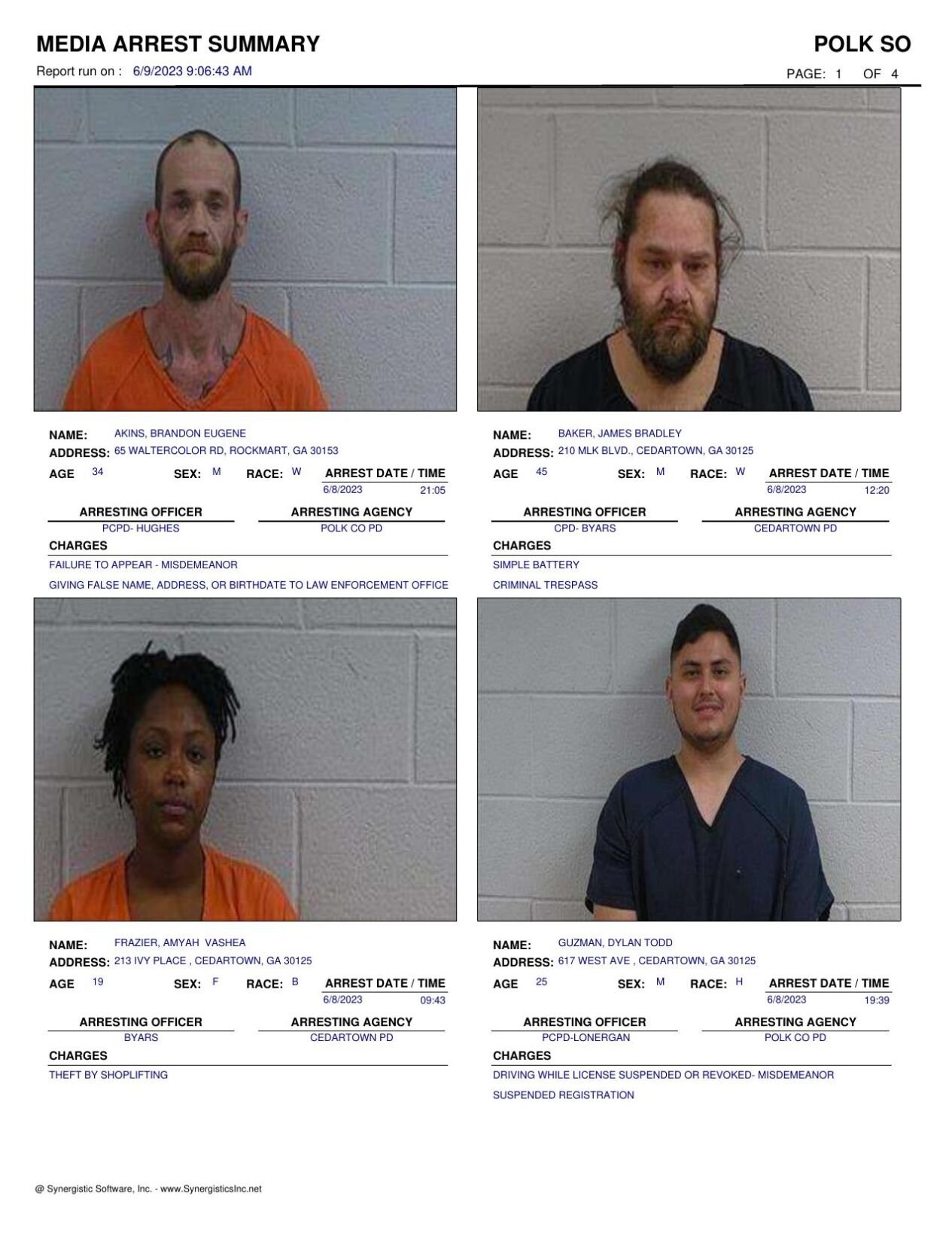 Polk County Jail Report for Friday, June 9 | Police Fire ...